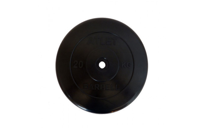Диск обрезиненный черный MB ATLET d-26 20кг Диск обрезиненный черный MB ATLET d-26 20кг