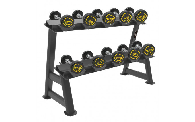 Комплект полиуретановых гантелей 40-50кг (5 пар) со стойкой Комплект полиуретановых гантелей 40-50кг (5 пар) со стойкой